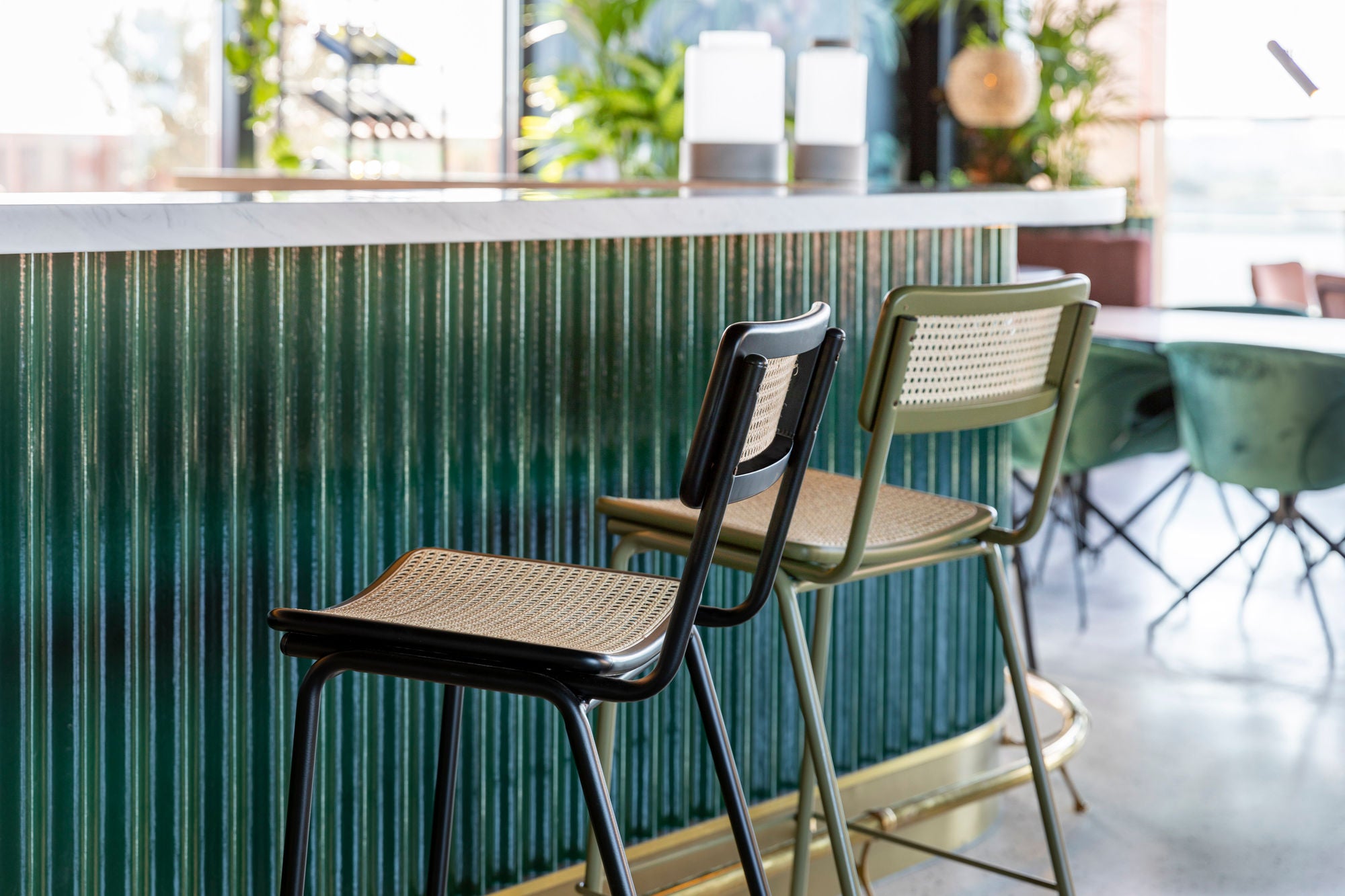 Zuiver Set of 2 Jort Black & Natural Rattan Counter Stool